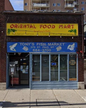 Storefront of Tony's Fish Market and Oriental Food Mart